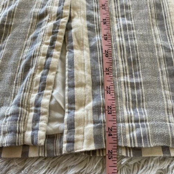 Abercrombie & Fitch Button Down Midi Pencil Skirt Cream Blue Striped linen - Picture 9 of 10